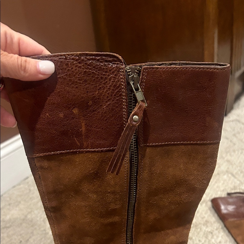Born Alize Chestnut Leather and Suede Boots - Picture 11 of 16